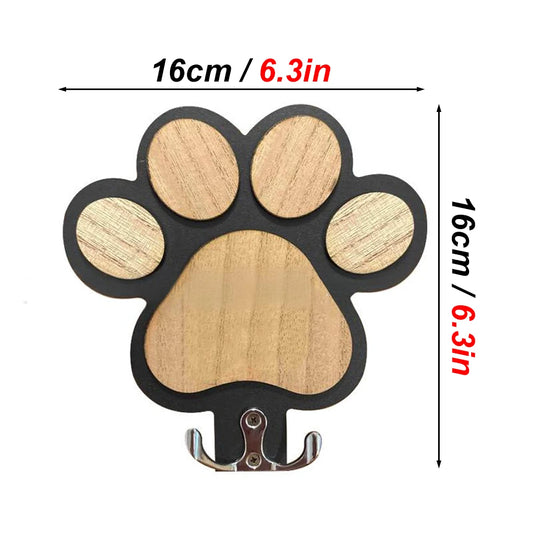 Porte-laisses mural en bois motif patte