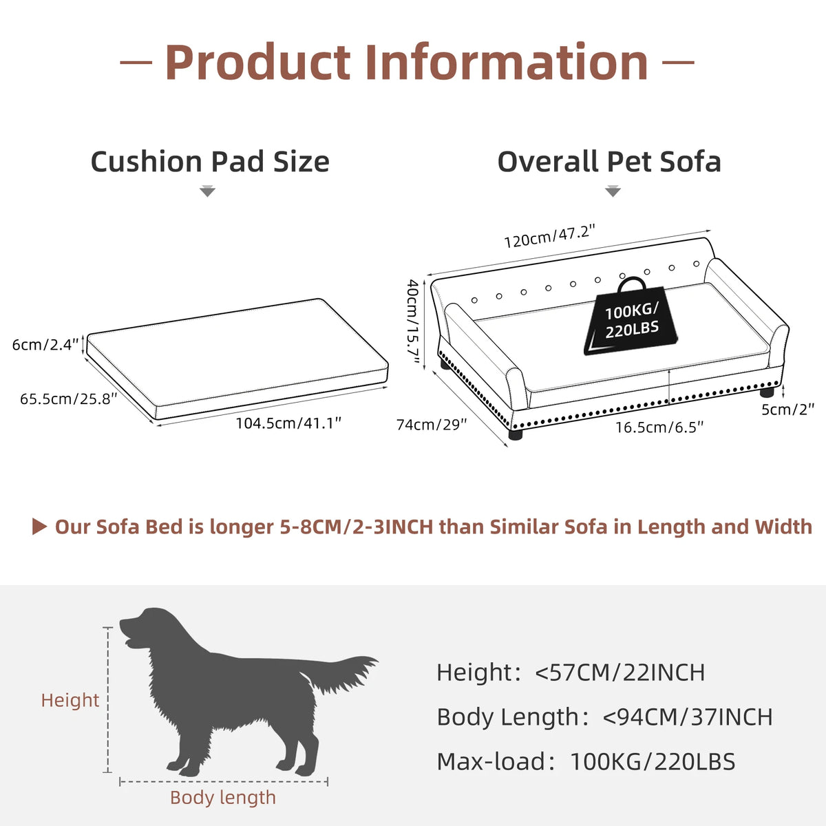 Canapé surélevé pour grand chien BINGOPAW