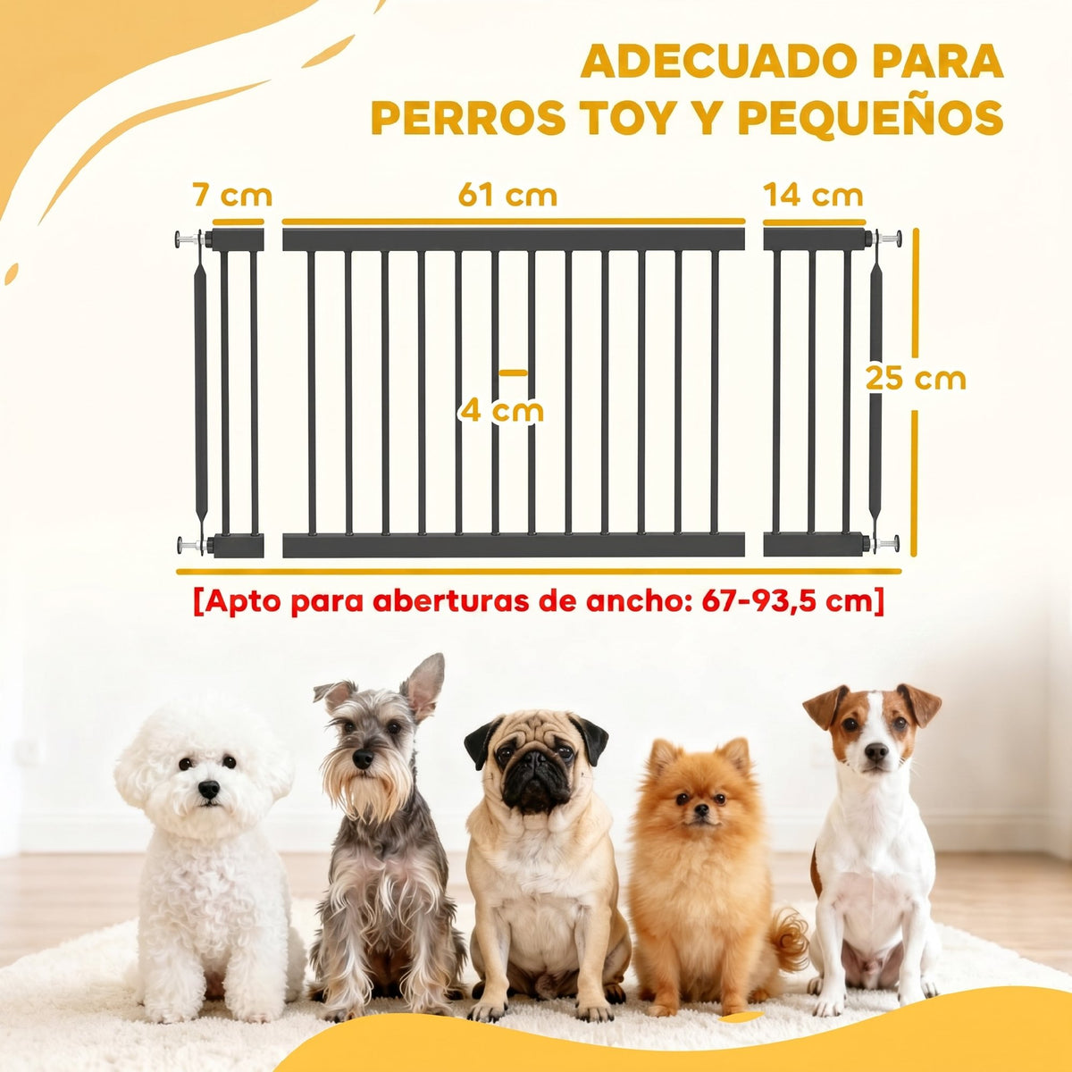 Barrière basse extensible PawHut pour petit chien – 67 à 93,5 cm