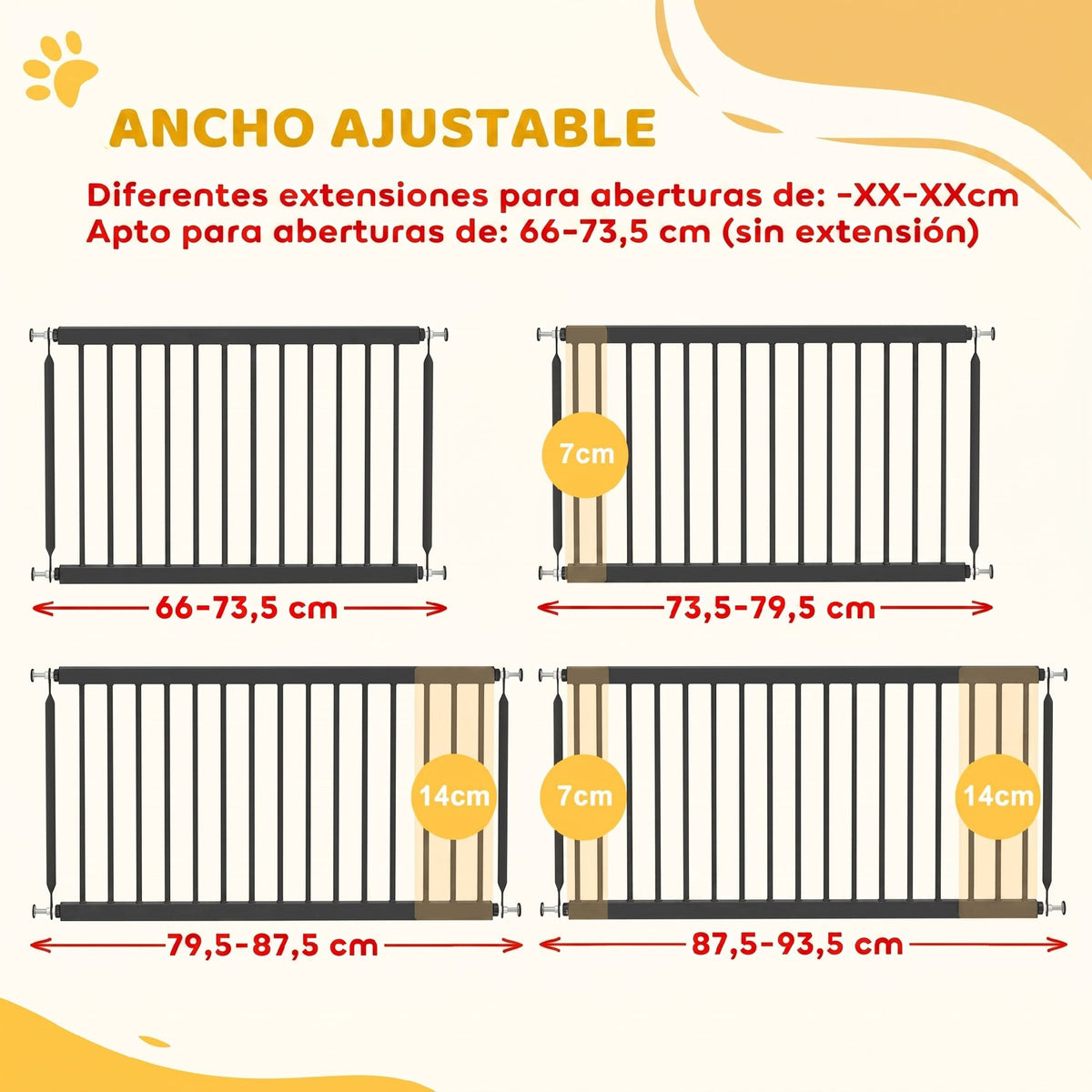 Barrière basse extensible PawHut pour petit chien – 67 à 93,5 cm