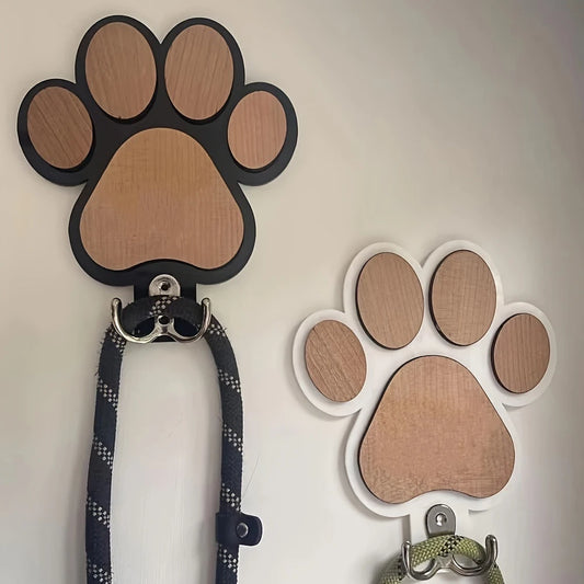 Porte-laisses mural en bois motif patte