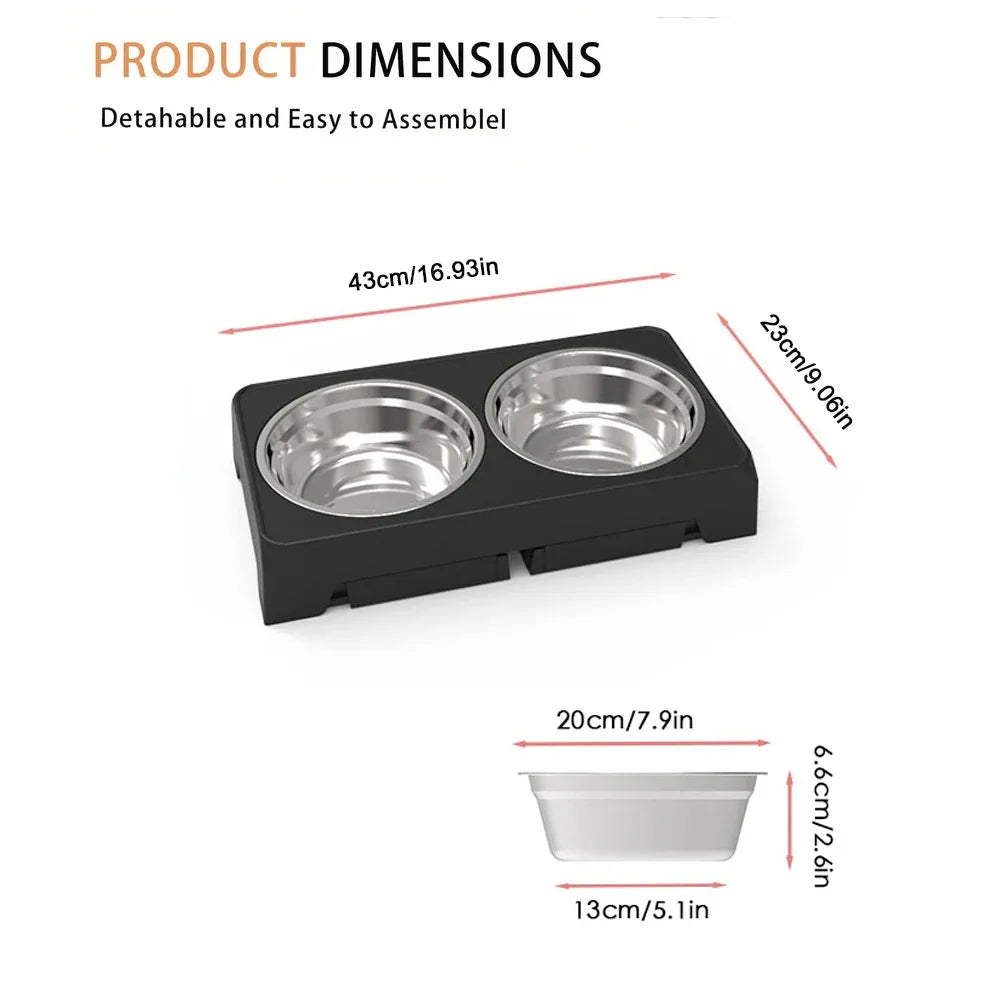 PETRAVEL – Support réglable avec deux gamelles en inox