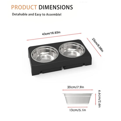 PETRAVEL – Support réglable avec deux gamelles en inox