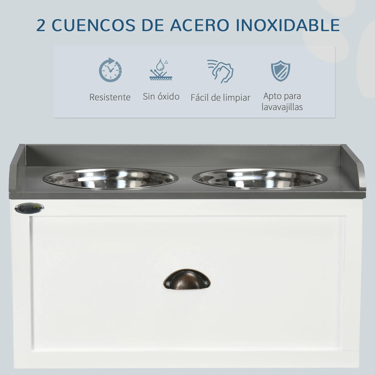 Meuble repas surélevé PawHut avec deux gamelles – 60 × 30 cm
