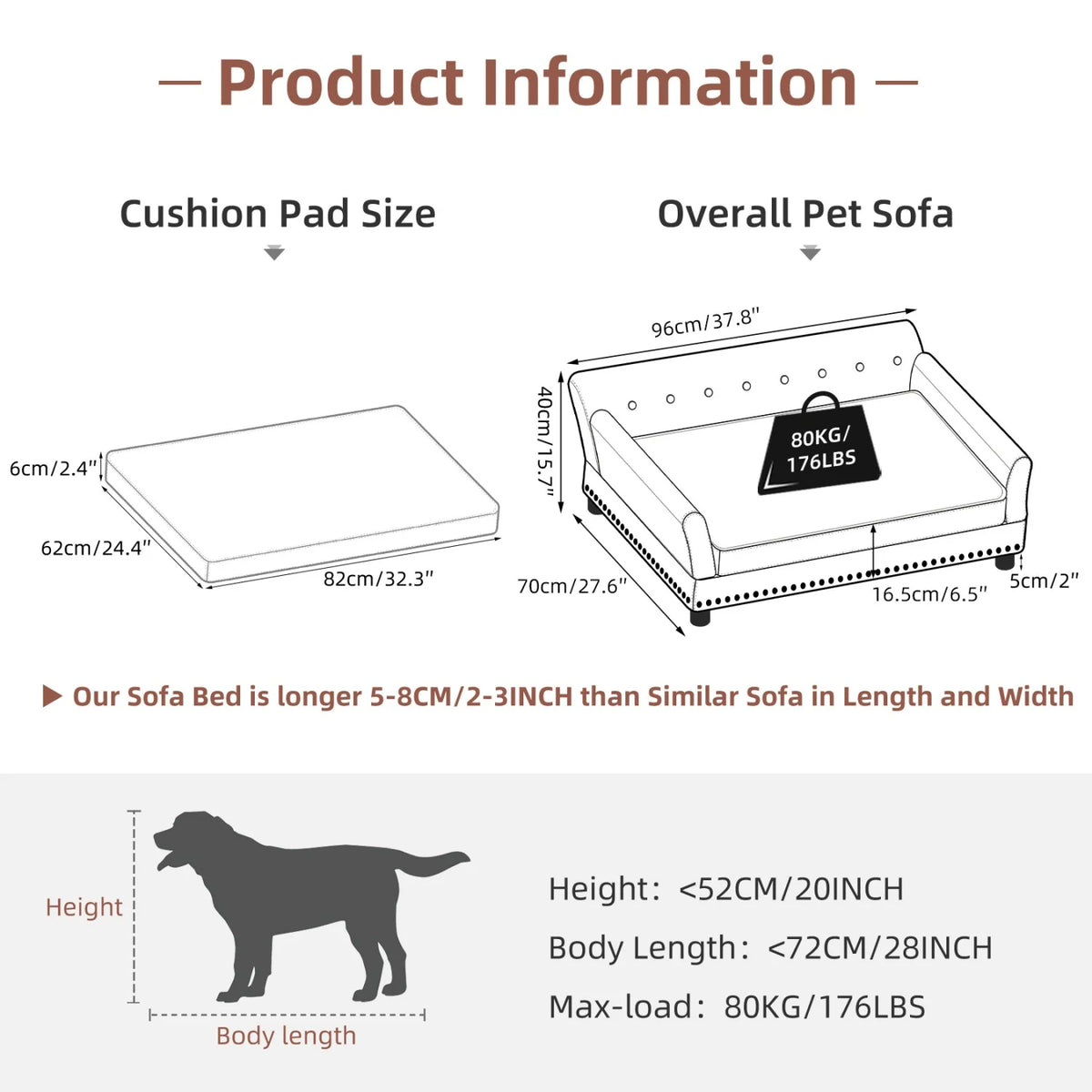 Canapé surélevé pour grand chien BINGOPAW