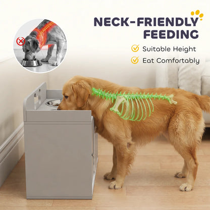 Meuble repas surélevé avec rangement 50 L pour grand chien