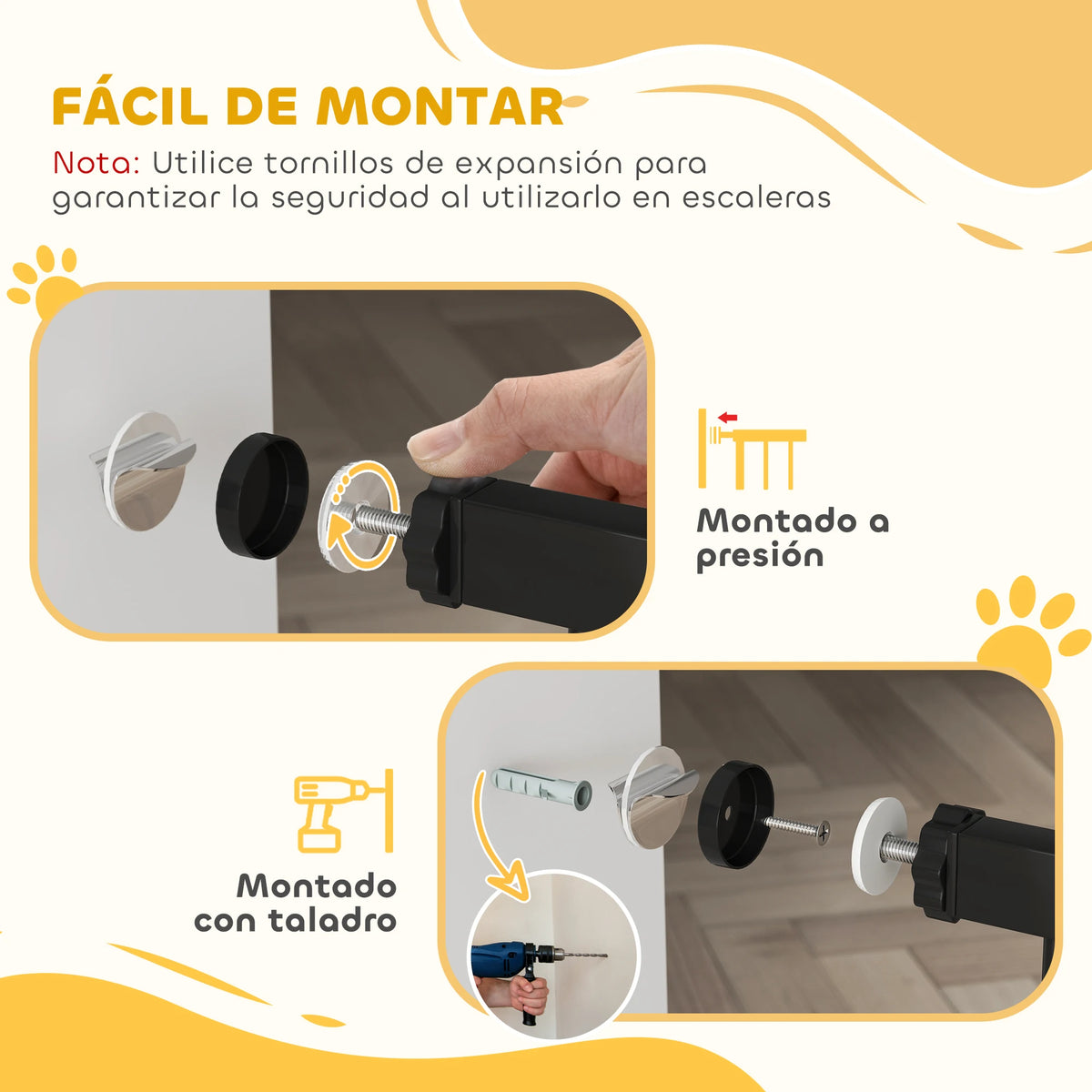 Barrière de sécurité PawHut avec portillon – 75 à 115 cm