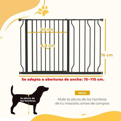 Barrière de sécurité PawHut avec portillon – 75 à 115 cm
