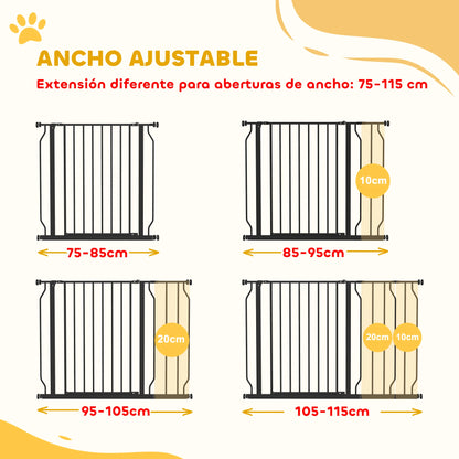 Barrière de sécurité PawHut avec portillon – 75 à 115 cm