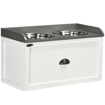 Meuble repas surélevé PawHut avec deux gamelles – 60 × 30 cm
