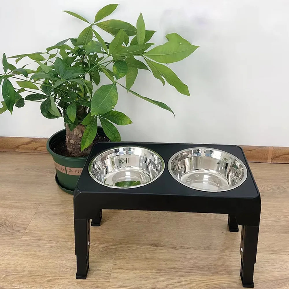 PETRAVEL – Support réglable avec deux gamelles en inox
